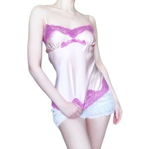 Y2k Beaded Silk Pink Lingerie Cami 2000s Small